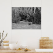 Zwarte en witte winterparkdruk poster (Keuken)
