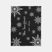 Zwarte en witte wintersneeuwvlokken fleece deken (Voorkant)