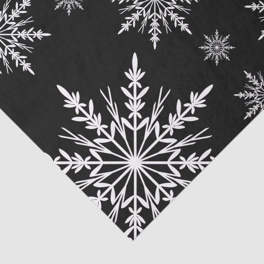 Zwarte en witte wintersneeuwvlokken tissuepapier (Detail)