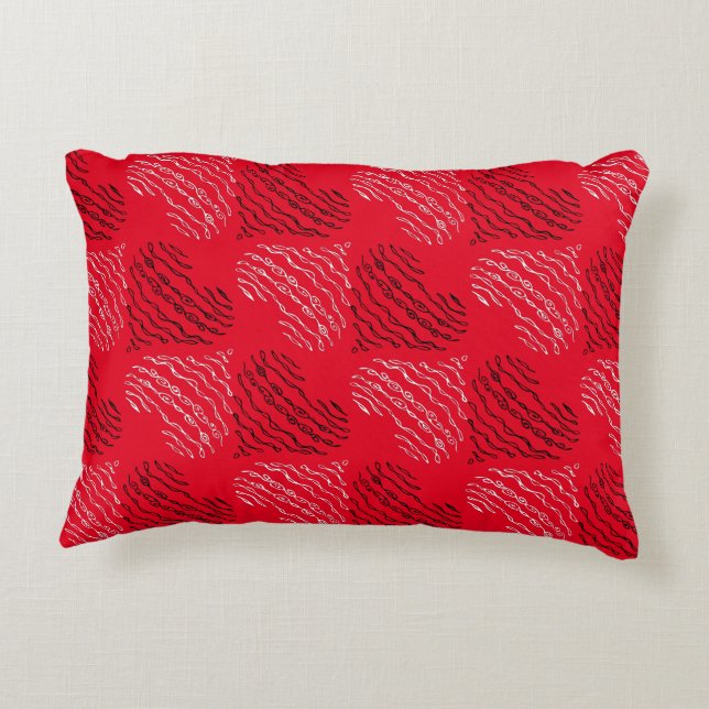 Zwarte en witte wisselhartlijnen accent kussen (Achterkant)