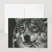 Zwarte en witte wolf illustratie briefkaart (Voorkant / Achterkant)