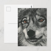 Zwarte en witte wolf illustratie briefkaart (Voorkant / Achterkant)