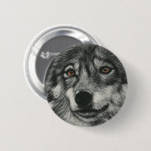 Zwarte en witte wolf illustratie ronde button 5,7 cm (Voorkant /achterkant)