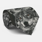 Zwarte en witte wolf illustratie stropdas (Opgerold)