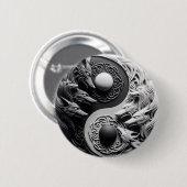 Zwarte en witte wolf ronde button 5,7 cm (Voorkant /achterkant)