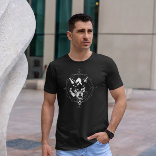 Zwarte en witte wolf t-shirt