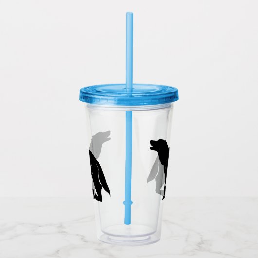 Zwarte en witte wolven acryl drinkbeker (Rechts)