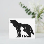 Zwarte en witte wolven briefkaart (Staand voorkant)