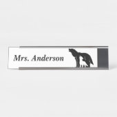 Zwarte en witte wolven bureau naambordje (Voorkant)