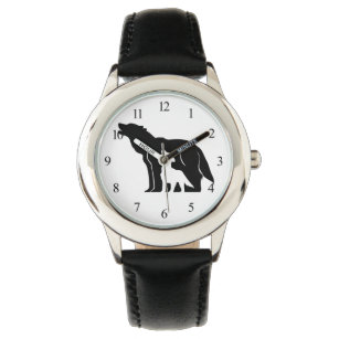 Zwarte en witte wolven horloge