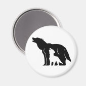 Zwarte en witte wolven magneet (Voorkant / Achterkant)