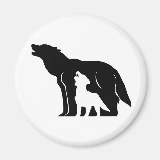 Zwarte en witte wolven magneet (Voorkant)