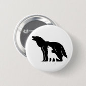 Zwarte en witte wolven ronde button 5,7 cm (Voorkant /achterkant)