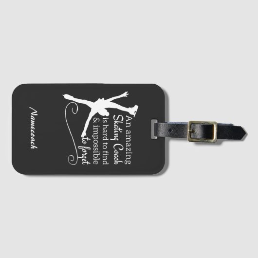 Zwarte en witte wonderbaarlijke schaatscoach bagagelabel (Voorkant (horizontaal))