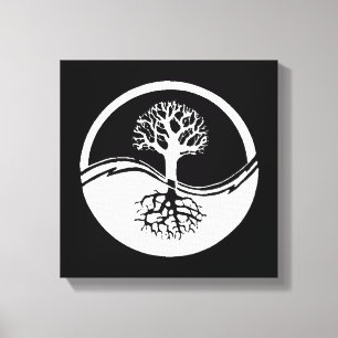 Zwarte en witte yin en yang canvas afdruk