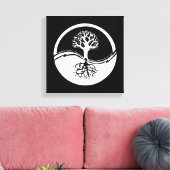 Zwarte en witte yin en yang canvas afdruk (Insitu (Woonkamer))