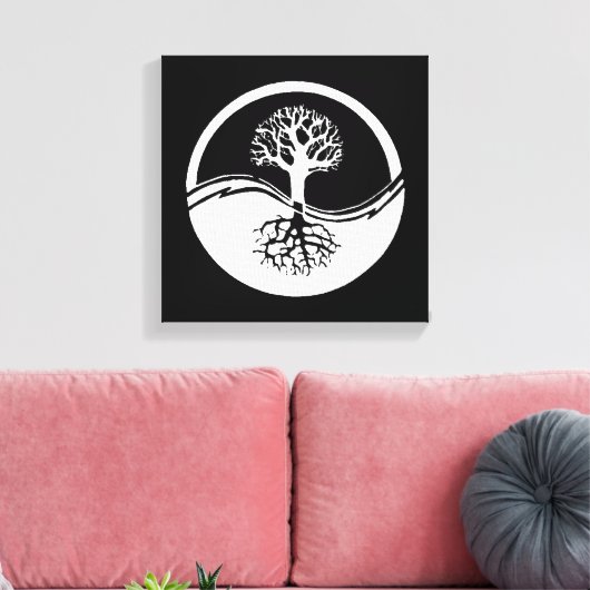 Zwarte en witte yin en yang canvas afdruk (Insitu (Woonkamer))
