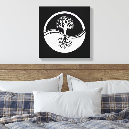 Zwarte en witte yin en yang canvas afdruk (Insitu (Slaapkamer))