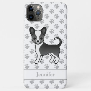 Zwarte en witte zachte laag Chihuahua Dog & Name Case-Mate iPhone Case
