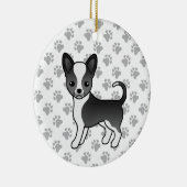 Zwarte en witte zachte laag Chihuahua Dog & Paws Keramisch Ornament (Rechts)
