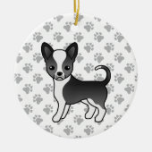 Zwarte en witte zachte laag Chihuahua Dog & Paws Keramisch Ornament (Voorkant)