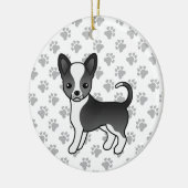 Zwarte en witte zachte laag Chihuahua Dog & Paws Keramisch Ornament (Links)