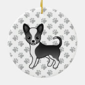 Zwarte en witte zachte laag Chihuahua Dog & Paws Keramisch Ornament (Achterkant)