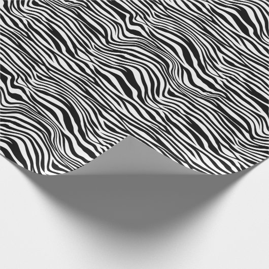 Zwarte en witte zebra Afdrukstripes Cadeaupapier (Hoek)