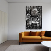 Zwarte en witte Zebra | AI Art Poster