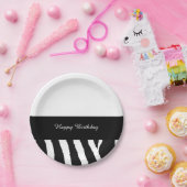 Zwarte en witte Zebra Birthday Stripe Papieren Bordje (Feest)