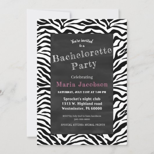 Zwarte en witte zebra gestreepte karton kaart (Voorkant)