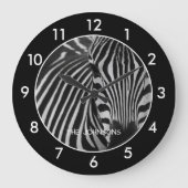 Zwarte en witte zebra grote klok (Voorkant)