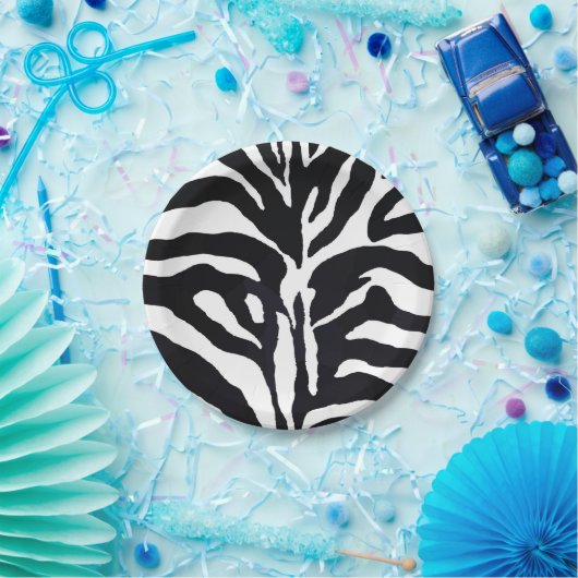 Zwarte en witte zebra moderne mode glamour papieren bordje (Feest)