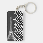 Zwarte en witte Zebra; Parijs Sleutelhanger (achterkant)