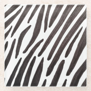 Zwarte en witte zebra strepen glazen onderzetter