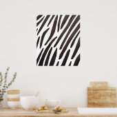Zwarte en witte zebra strepen poster (Keuken)
