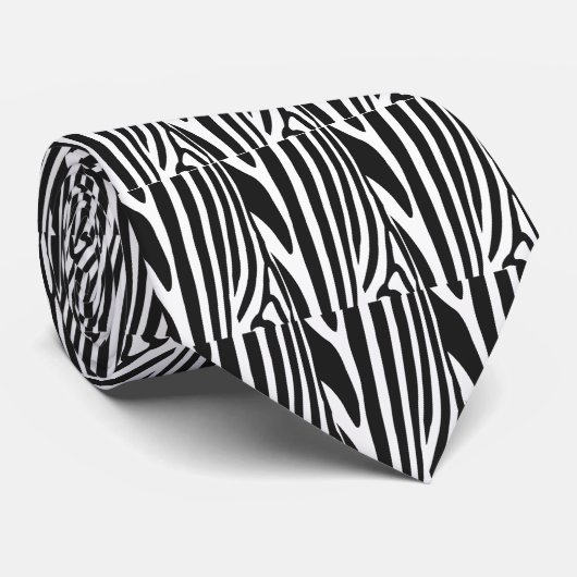 Zwarte en witte zebra strepen stropdas (Opgerold)