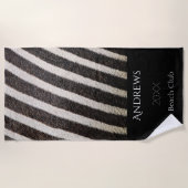 Zwarte en witte Zebra Stripes Name Beach Towel Strandlaken (Voorkant)