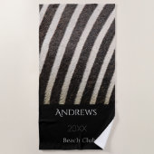 Zwarte en witte Zebra Stripes Name Beach Towel Strandlaken (Voorkant)