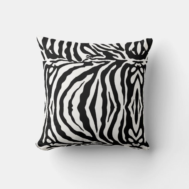 Zwarte en witte zebrapatroon, safari dieren kussen (Voorkant)