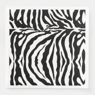 Zwarte en witte zebrapatroon, safari dieren servet