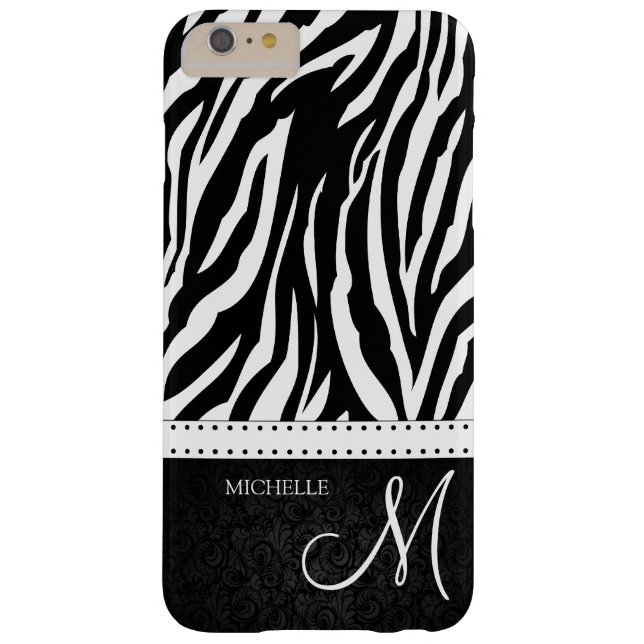 Zwarte en witte zebrastrepen met monogram Case-Mate iPhone case (Achterkant)