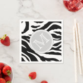Zwarte en witte zebrastrepen met monogram servetten (Insitu)