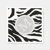 Zwarte en witte zebrastrepen met monogram servetten (Voorkant)
