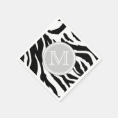 Zwarte en witte zebrastrepen met monogram servetten (Hoek)