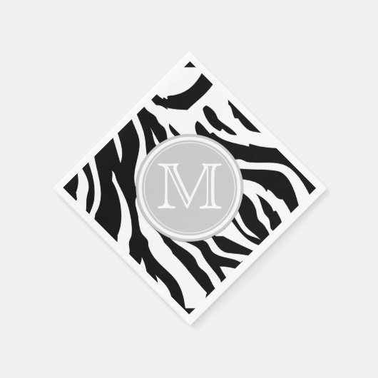 Zwarte en witte zebrastrepen met monogram servetten (Hoek)