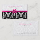 Zwarte en witte zebrastrepen met roze strook visitekaartje (Voorkant / Achterkant)