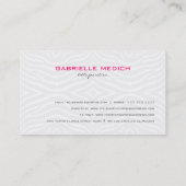 Zwarte en witte zebrastrepen met roze strook visitekaartje (Achterkant)