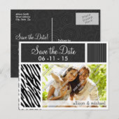 Zwarte en witte zebrastripes aankondigingskaart (Voorkant / Achterkant)