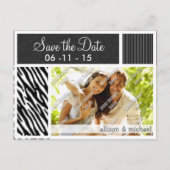 Zwarte en witte zebrastripes aankondigingskaart (Voorkant)